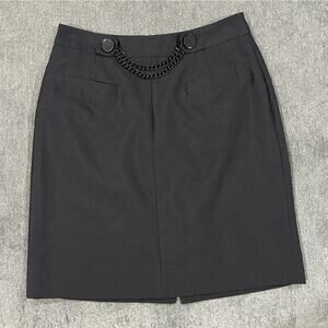 Kate Spade New York Skirt The Rules Black Mini Skirt Metal Chain Detail Sz 4 EUC